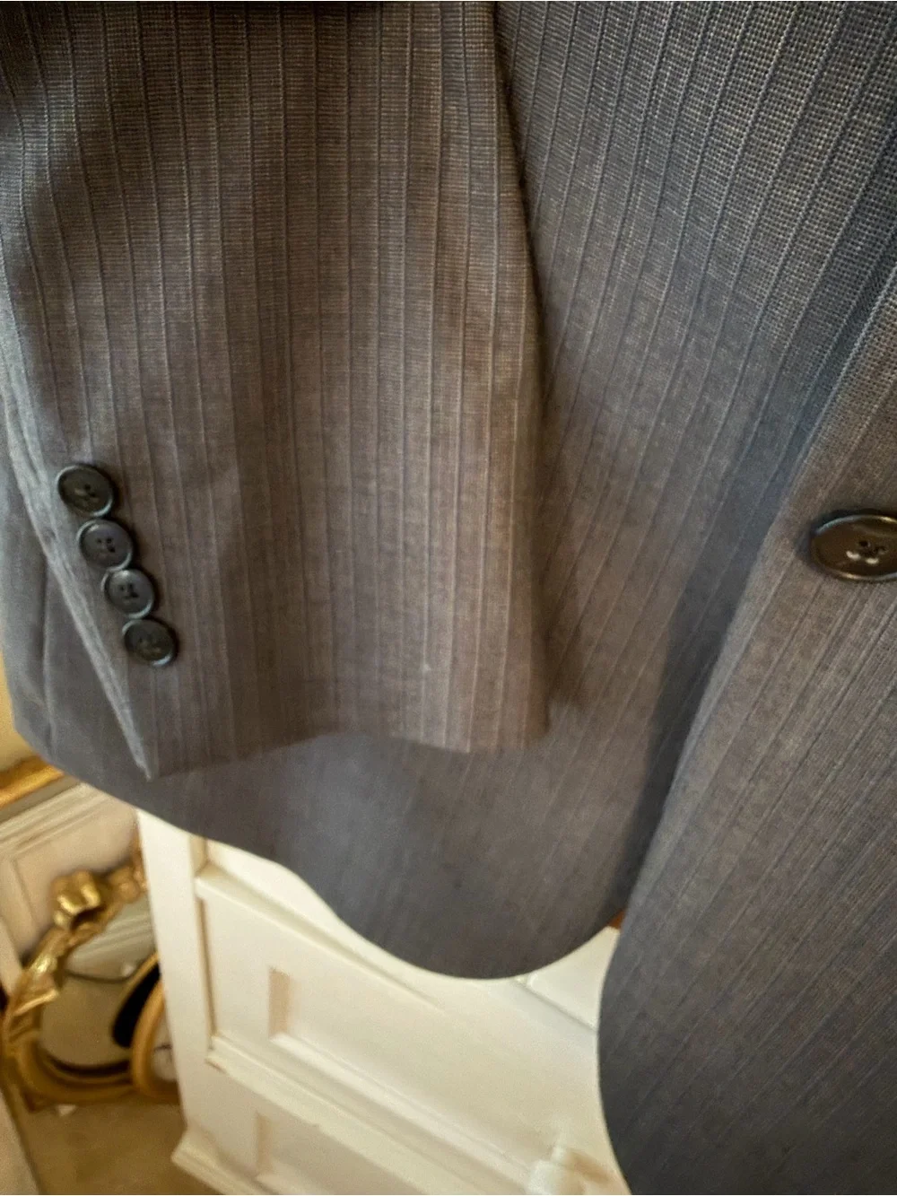 Jos. A. Bank 39R Slim Fit Gray Pinstripe 100% Wool Suit Jacket